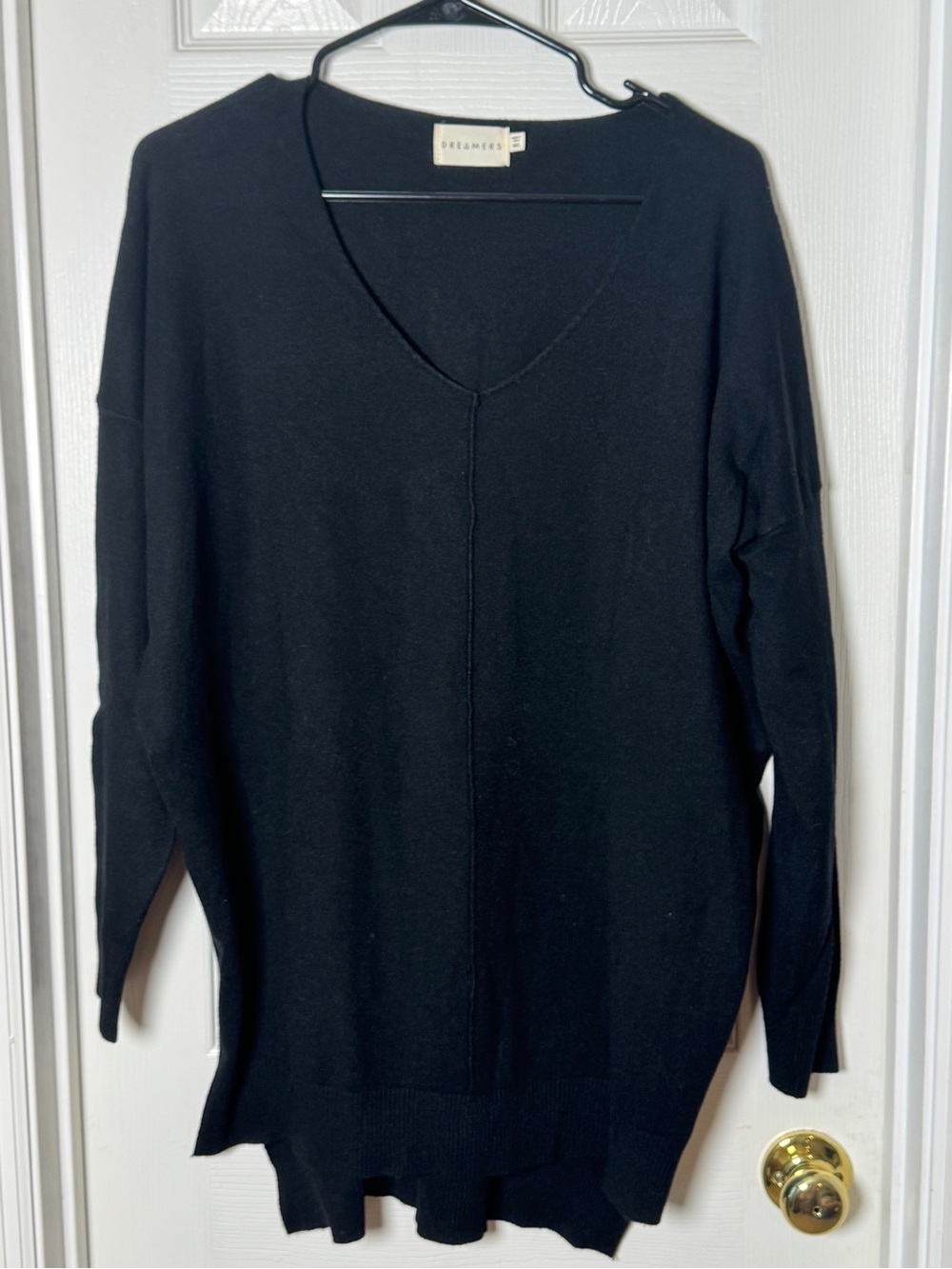 Dreamers by Debut Black Oversized V-Neck Tunic Sweater M/L